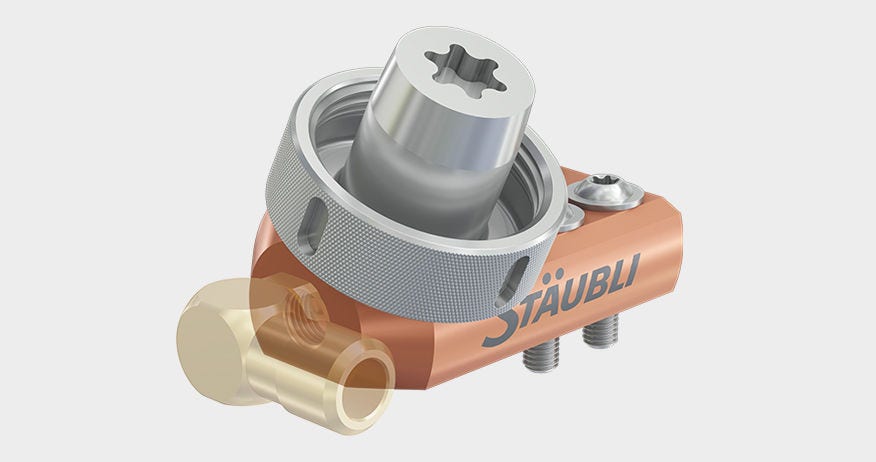 Transformer connection with a 25° angled cable connection