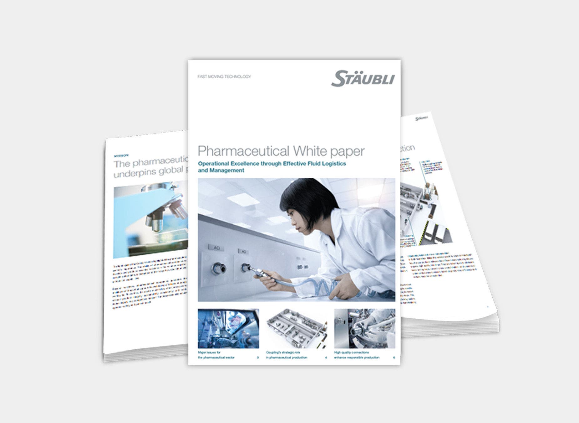 White paper titled "Pharmaceutical" by Stäubli.