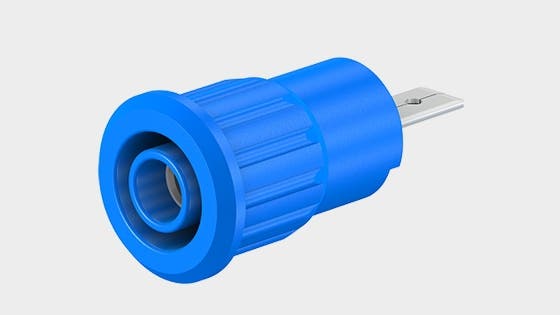 Teaser image with press-in socket SEB4-F/A, insulated, rigid, Ø 4 mm socket, accepting spring-loaded Ø 4 mm plugs with rigid insulating sleeve.