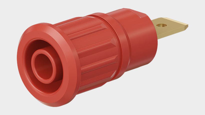 Insulated, rigid, Ø 4 mm, accepting spring-loaded Ø 4 mm plugs with rigid insulating sleeve. Machined brass.